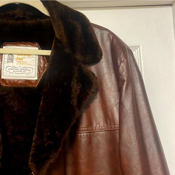 London Fog Leather Coat Trench Jacket - Picture 4 of 7